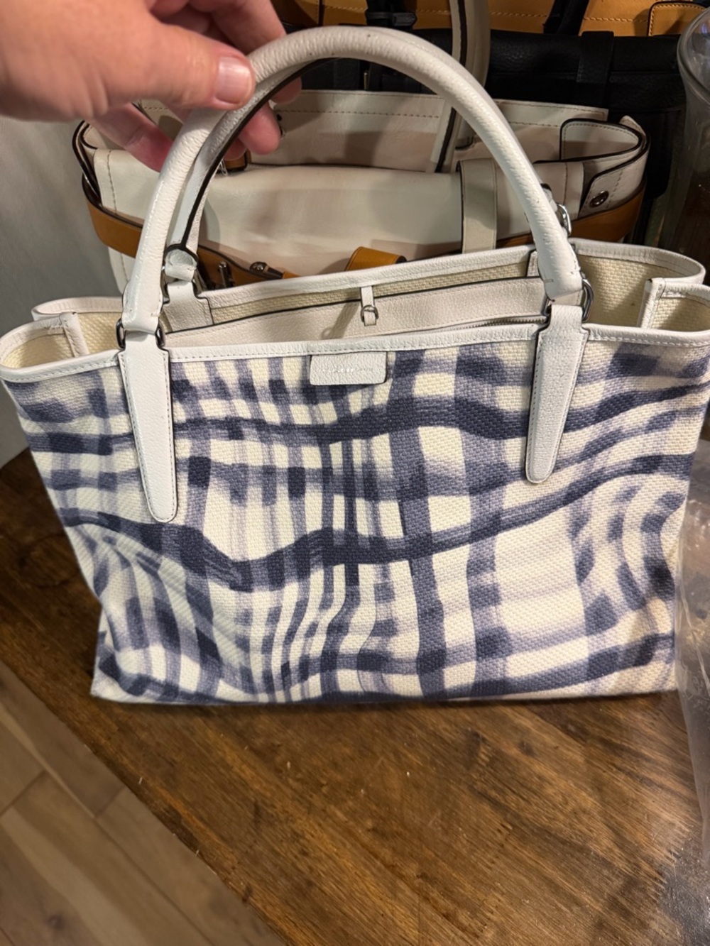 Coach White and Purple Borough Canvas Tote
